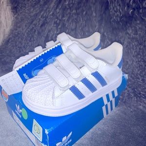 Brand new Adidas SuperStar shoe Blue and white